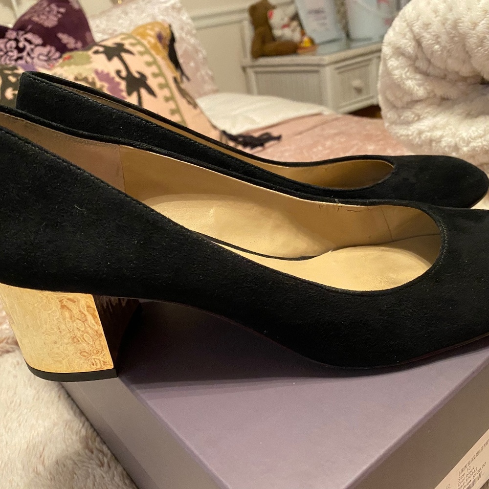 Suede Block Heel Pump
